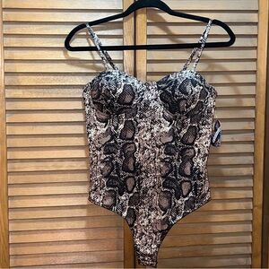 Y2K Glam Rocks L Snake Print Bodysuit NEW